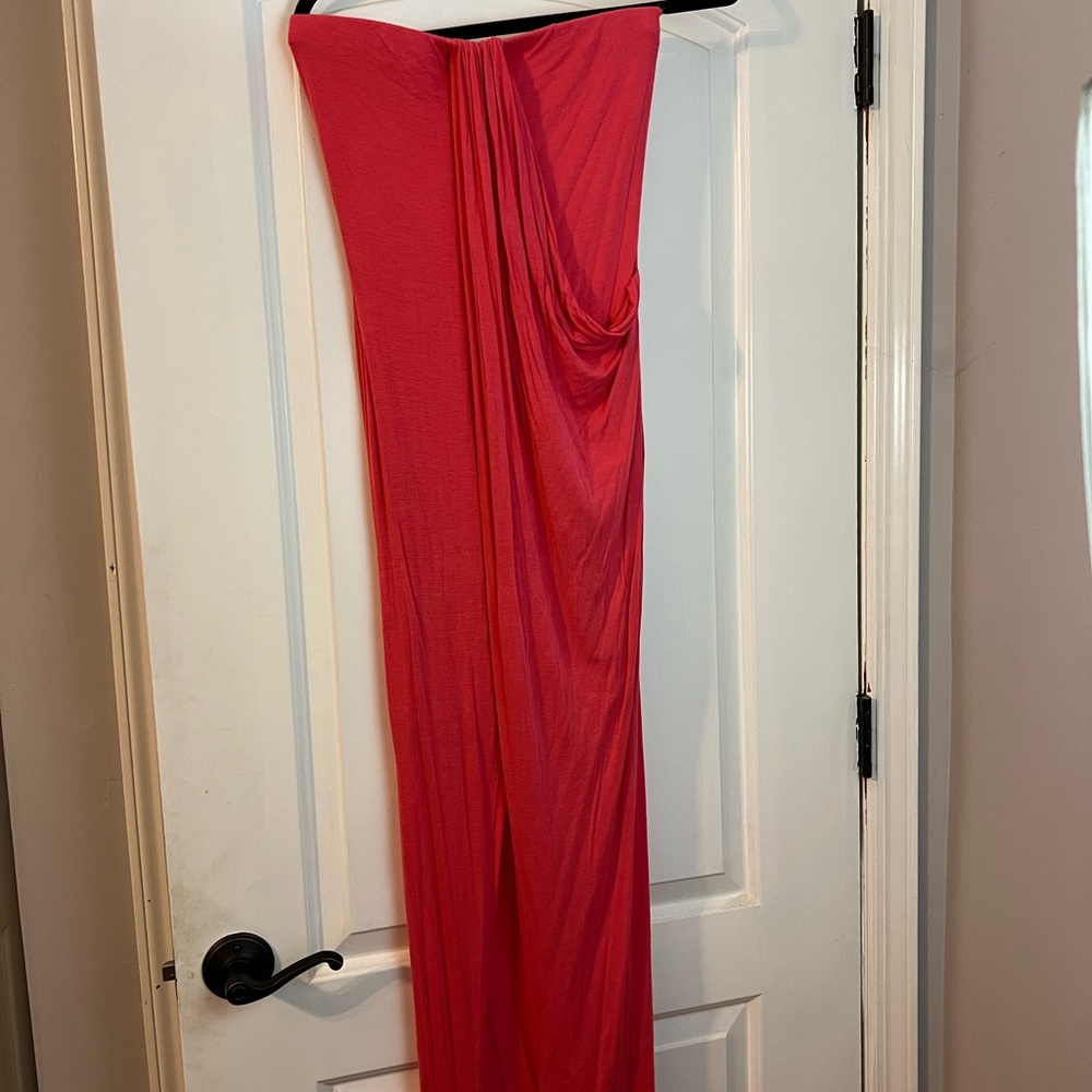Pink strapless cotton maxi dress